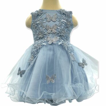Festkjole Barn Sommerfugler Blå Prinsesse kjole barneklær på nett