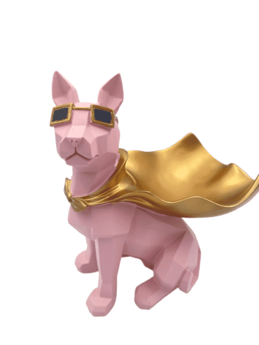 dekor hund med kappe rosa