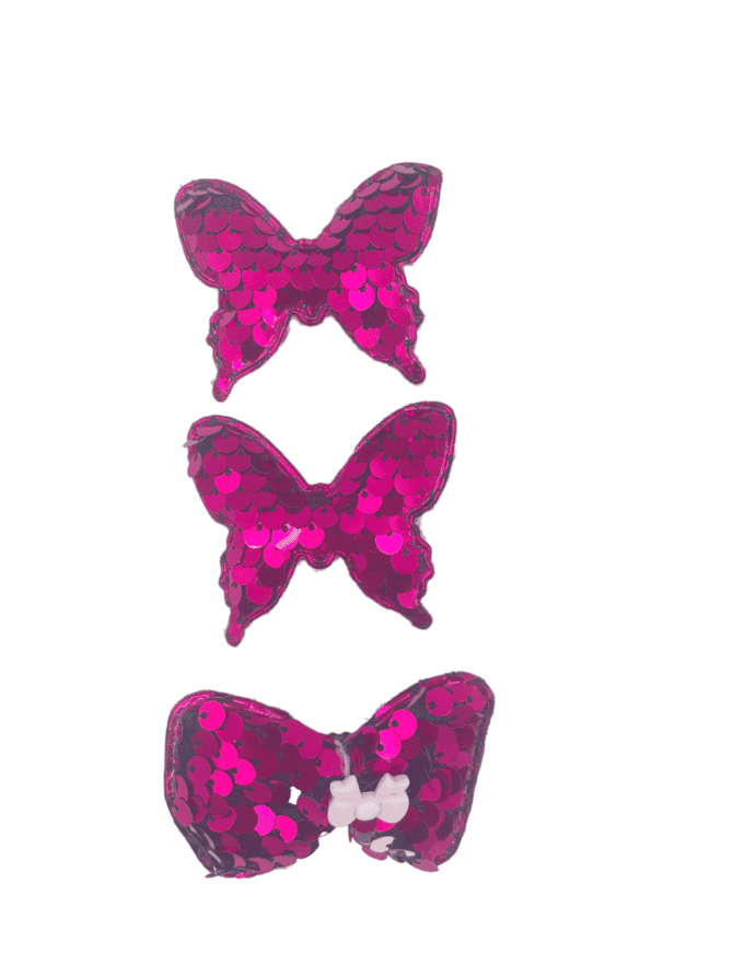 Hårklyper sommerfugler og sløyfe rosa