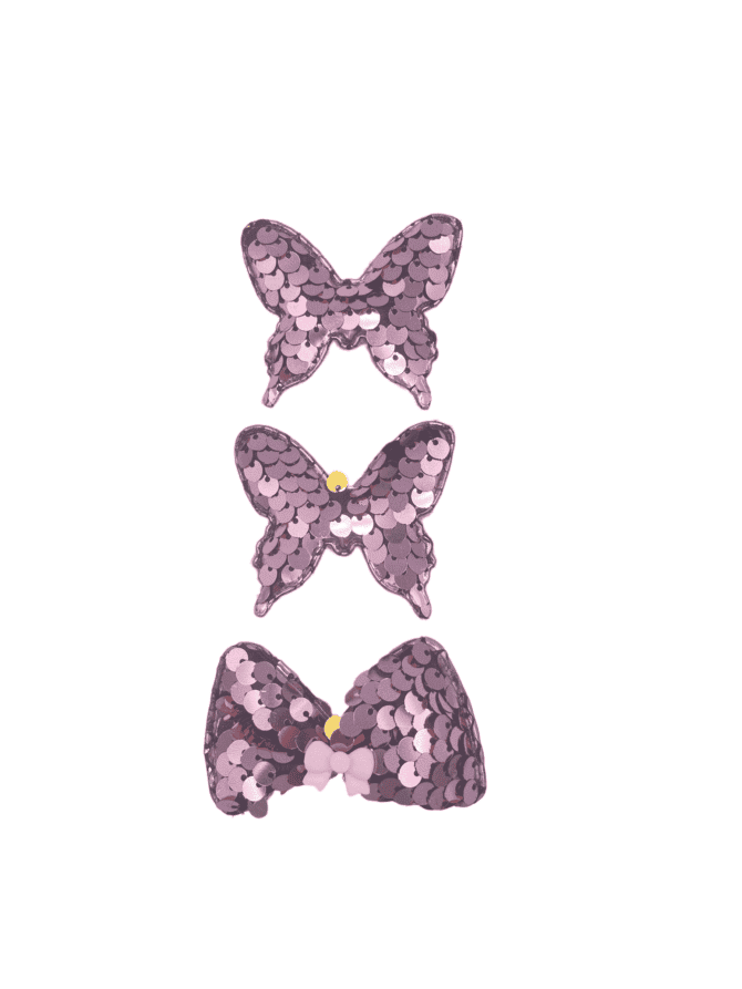 Hårklyper sommerfugler og sløyfe gammel rosa