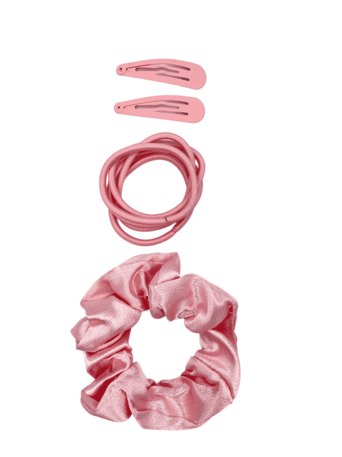 hårstrikker og hårspenner 8-pk lyse rosa