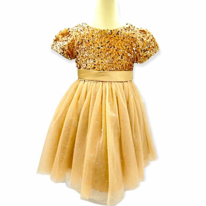 Kjole Gull barneklær på nett burdepikekjole barnekjoler