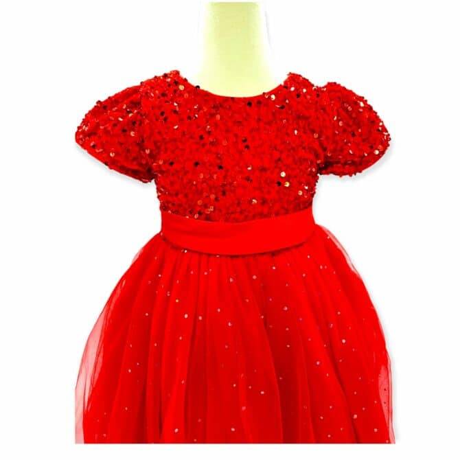 Kjole Rød barneklær på nett burdepikekjole barnekjoler