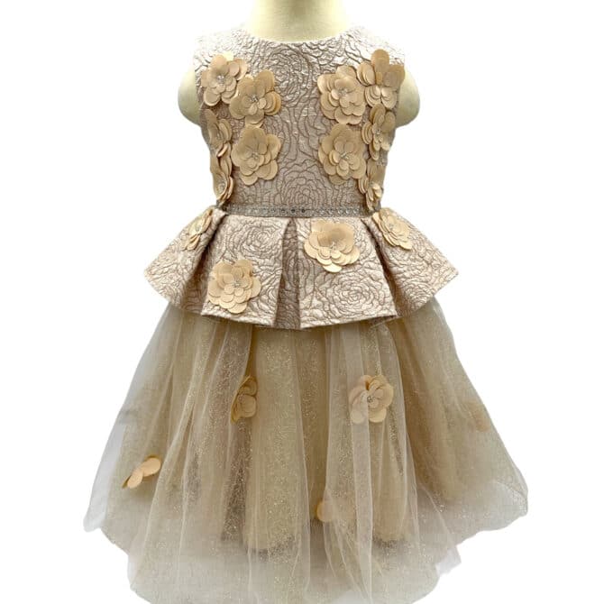 festkjole til barn, Gloria Gull barneklær kjoler til jente festklær selskapskjoler