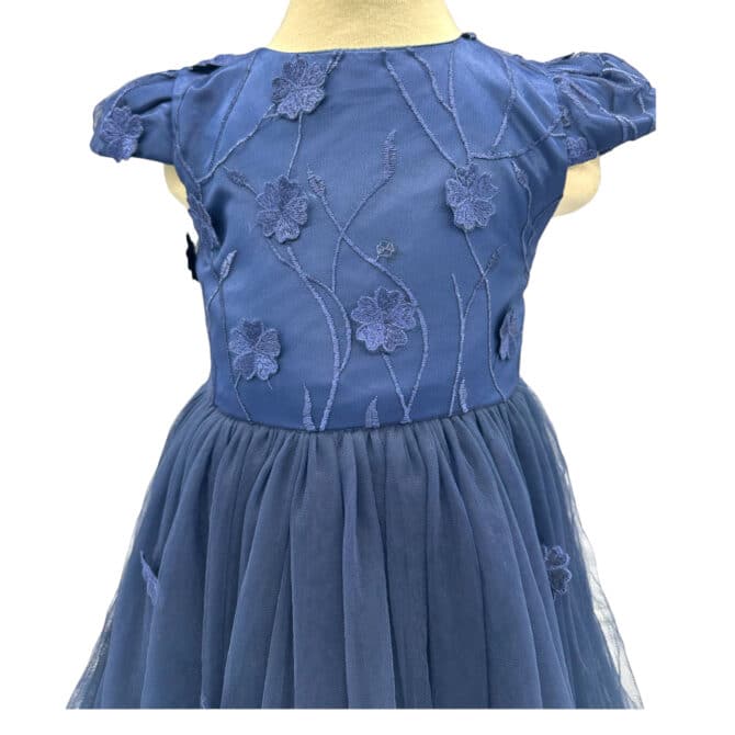 Festkjole Blå Lelia barneklær kjoler til jente festklær selskapskjoler babyklær