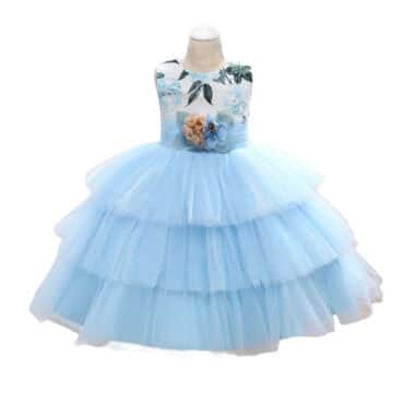 Lyseblå Kjole Barn Fiorella barneklær kjoler til jente festklær selskapskjoler babyklær brudepike kjoler