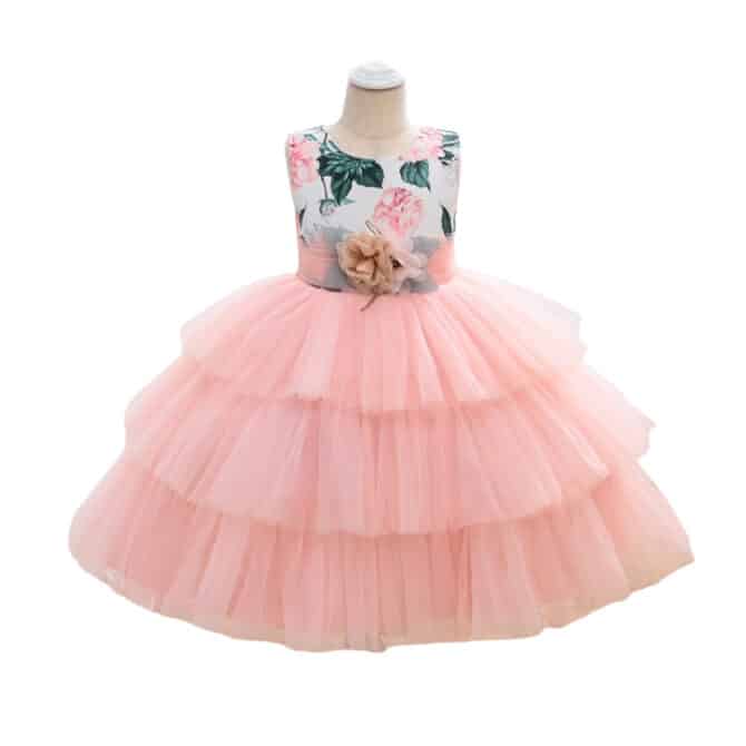 Lyserosa Barne Kjole Fiorella barneklær kjoler til jente festklær selskapskjoler babyklær brudepike kjoler