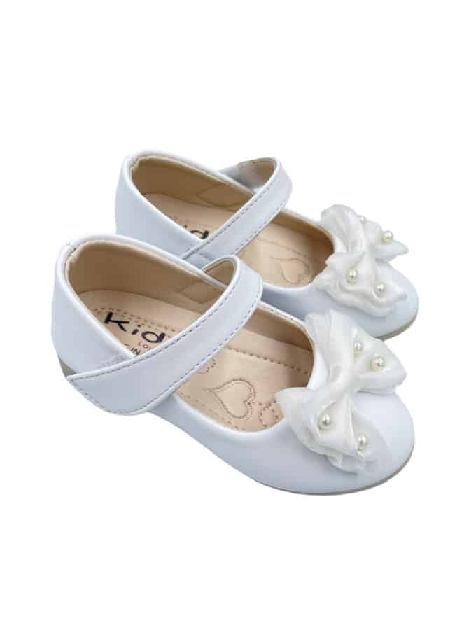 Hvite Ballerinasko Barn Sløyfedesign barnesko jente sko fest sko babysko