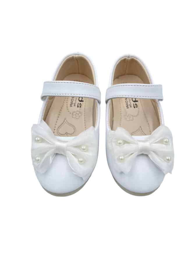 Hvite Ballerinasko Barn Sløyfedesign barnesko jente sko fest sko babysko