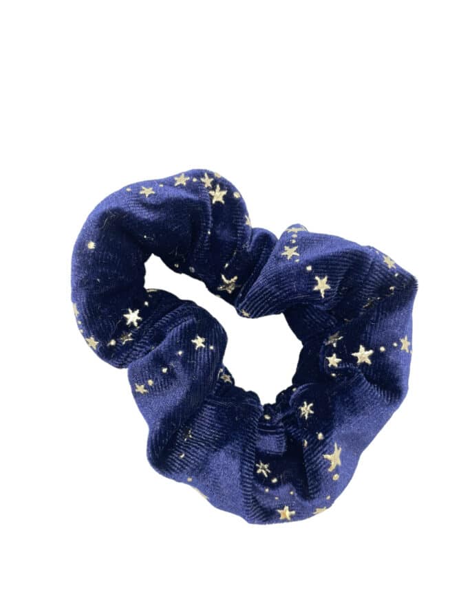 Scrunchies i Velur med Stjerner Mørkeblå