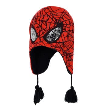 Spiderman Lue med øreklaffer rød